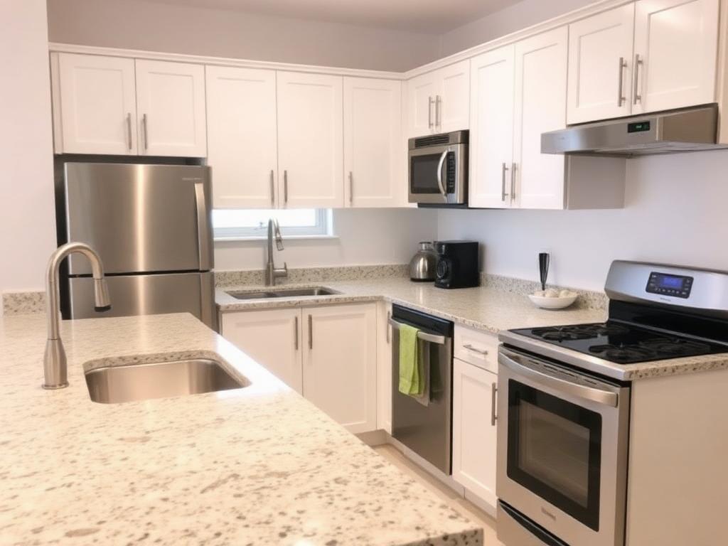 Spotless modern kitchen after cleaning
